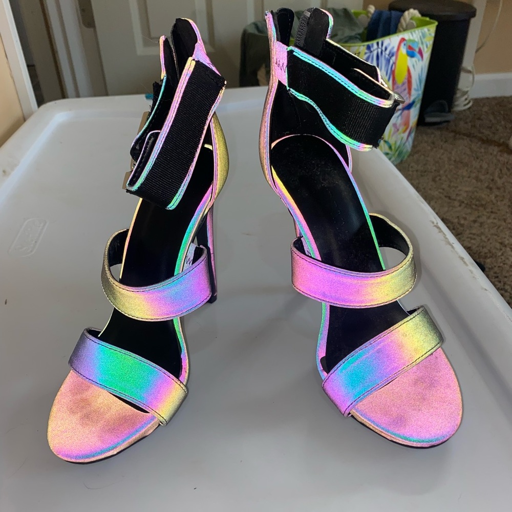 Size 6 Rainbow Reflective Heels